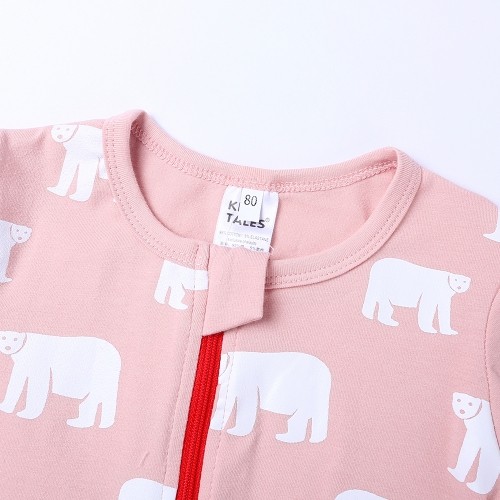 Baby Playsuit - Pink Bear