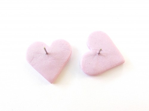 Heart Earrings - pale pink