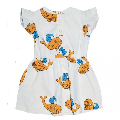 Children's dress with а sea pattern - orange white
