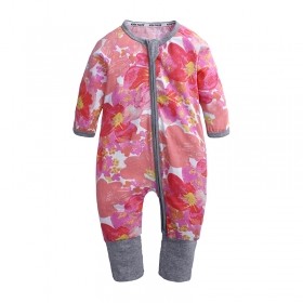 Baby Playsuit - Pink Flower