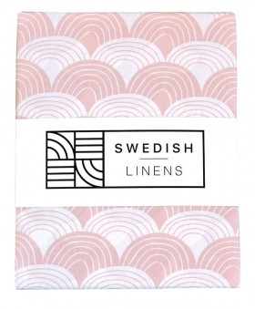 Swedish Linens Fitted Sheet - Rainbows 60 x 120 cm, Nudy Pink