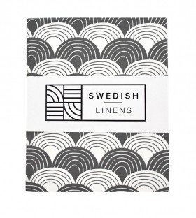 Swedish Linens Fitted Sheet - Rainbows 60 x 120 cm, Graphite Grey