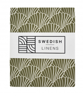 Swedish Linens Fitted Sheet Crib Seashells 60 x 120 cm - Olive Green