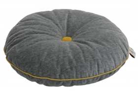 Round cushion with Mustard Button - Grey