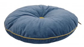 Round cushion with Mustard Button - Blue