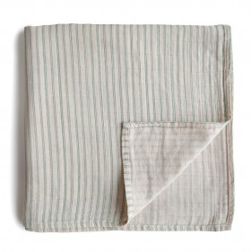 Muslin swaddle blanket - sage stripe
