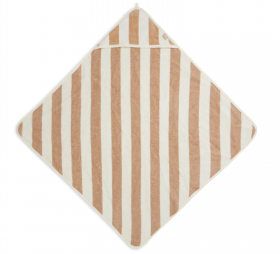 Bath cape embroidery - GOTS stripe terry biscuit 