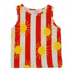 Striped children's tank top with a sun pattern