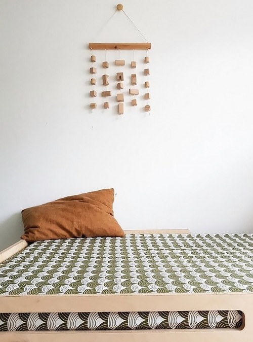 Памучен чаршаф за детско креватче - дега, маслинено зелено