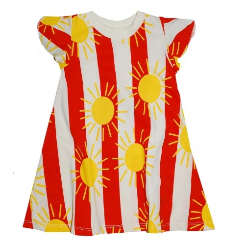 Раирана детска рокля на слънца 