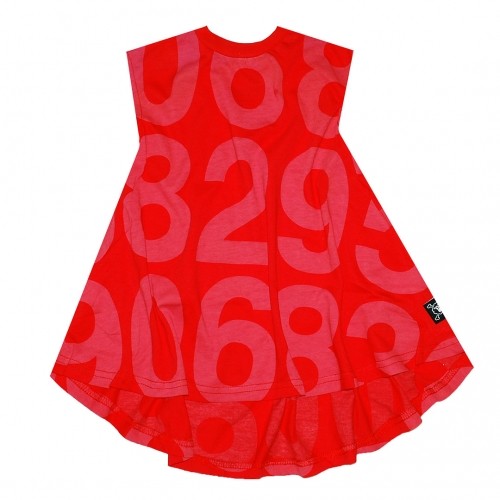 Детска рокля с графичен десен - червена