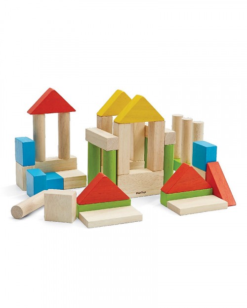 Wooden natural blocks - colourful, 40 pieces