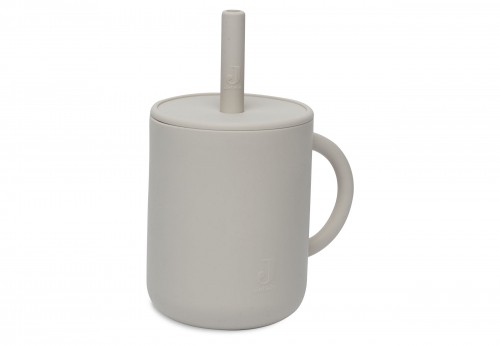 Drinking cup with silicone straw - nougat