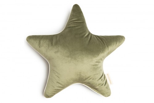 Aristote star velvet cushion - olive green
