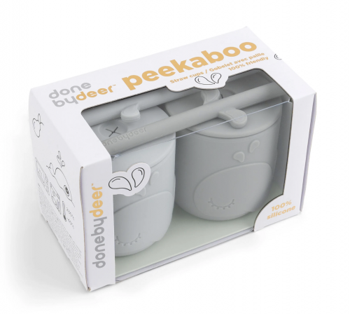 Peekaboo straw cup 2-pack - wally, grey