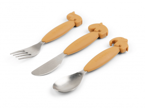 YummyPlus easygrip cutlery set Deer friends, mustard