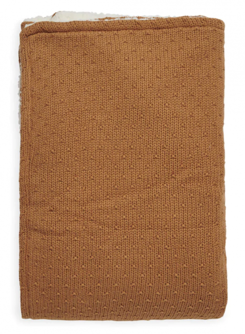 Подплатено одеяло за кошара 75х100см блажена плетка с подплата- теди, карамел