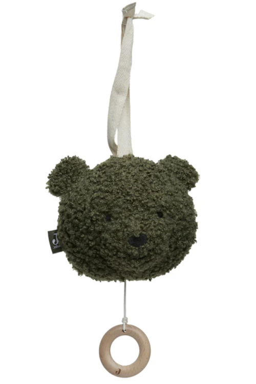 Musical hanger teddy bear - leaf green