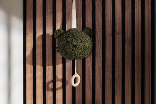 Musical hanger teddy bear - leaf green