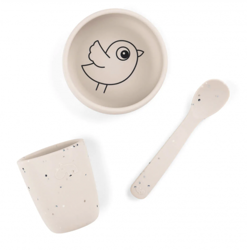 Silicone first meal set Birdee - sand