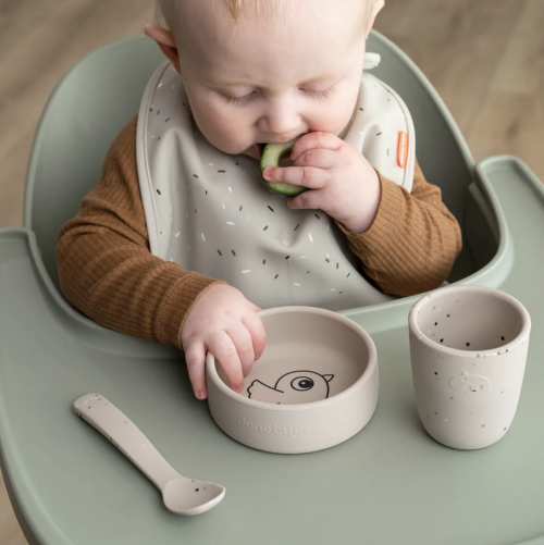 Silicone first meal set Birdee - sand