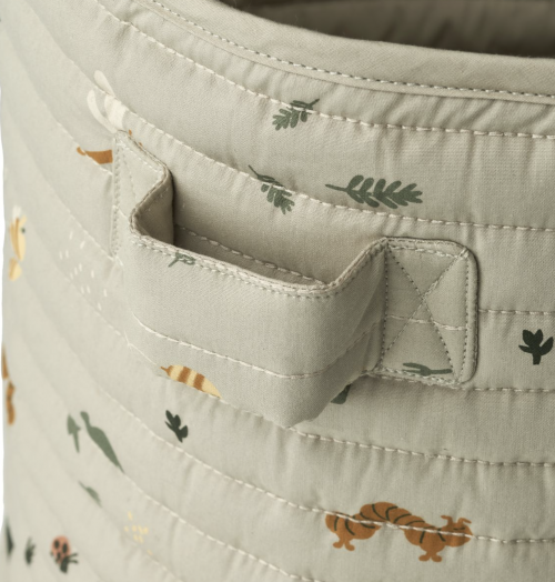 Ally quilted basket - jungle & dusty mint mix