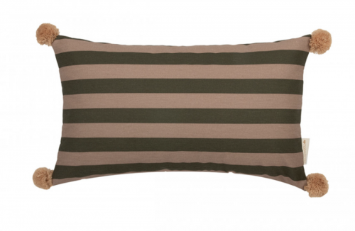 Majestic rectangular cushion - green taupe stripes