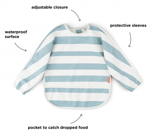 Sleeved pocket bib Stripes - blue
