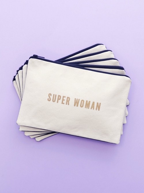 "Super Sleepy / Super Woman" - двоен голям несесер-чанта от естествено платно