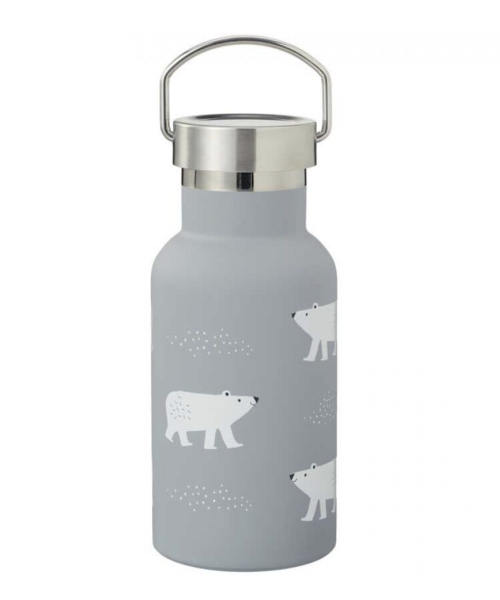 Double-walled stainless steel thermos with integrated straw – polar bear