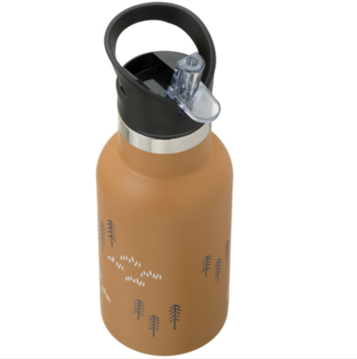 Double-walled stainless steel thermos with integrated straw – woods spruce yellow