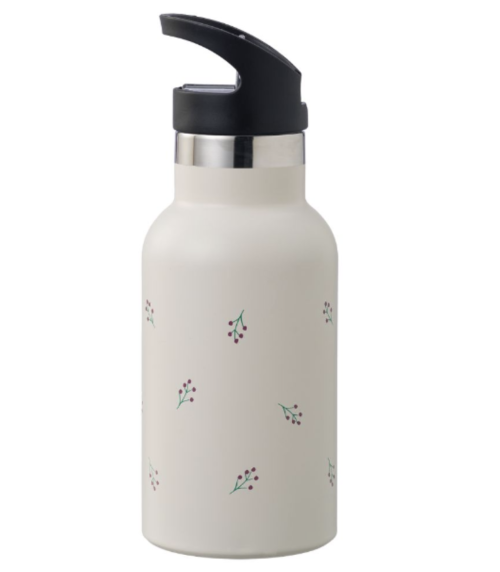 Double-walled stainless steel thermos with integrated straw – berries