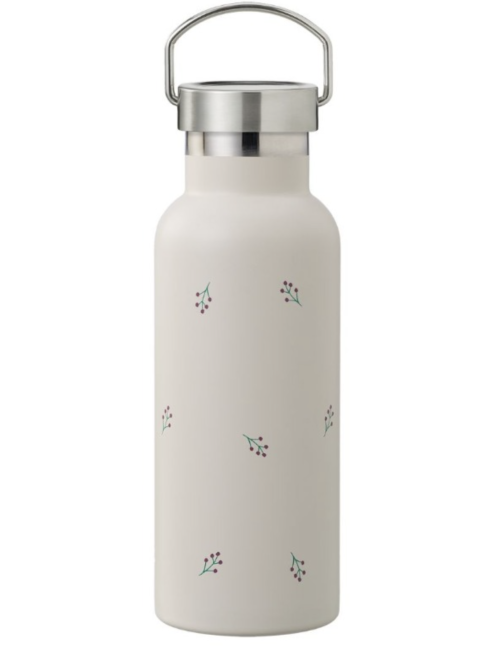 Large double-walled stainless steel thermos with integrated straw – berries
