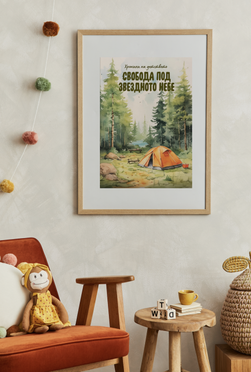 "Chronicles of childhood" poster - orange camping car