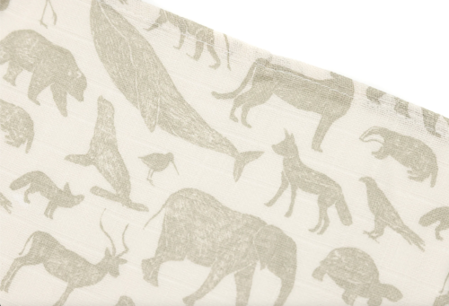 Set muslin cloth 70x70cm animals - Olive Green, 3pack