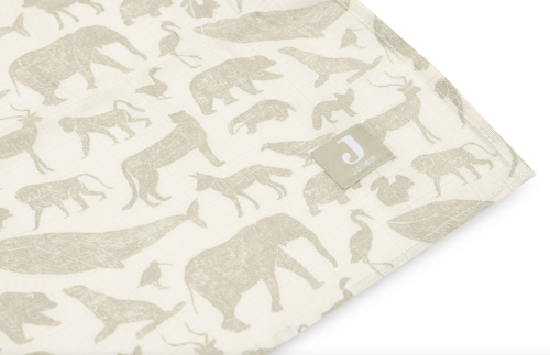 Set of large muslin multicloth 2pack animals - olive green