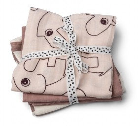 Burp cloth 3-pack - GOTS - Deer friends Pink