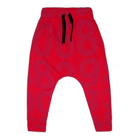 Graphic baggy pants in red print