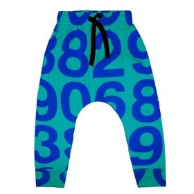 Graphic Baggy Pants in Blue Print
