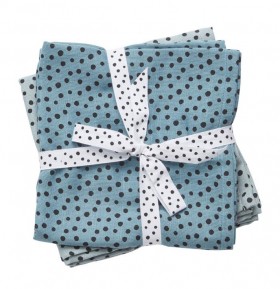 Burp cloth, 2-pack Happy dots Blue