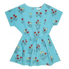 Children's dress with а flower pattern - blue