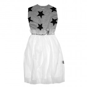 Ballerina dress with a star pattern - white/grey