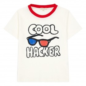 Детска тениска хакер - бяла