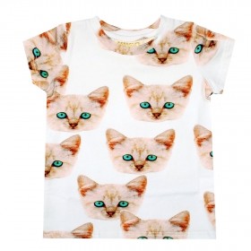 Детска тениска с десен на котенца 