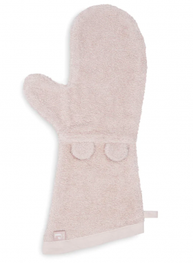 Хавлиена ръкавица за баня с ушички - бледорозова