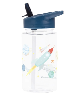 Детска бутилка със сламка - космос