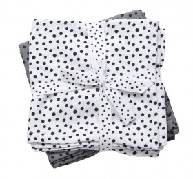 Burp cloth 2-pack Happy dots Grey